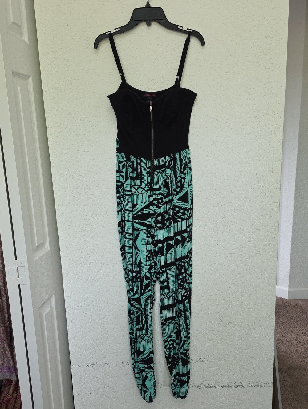 Material Girl Black & Mint Geometric Strap Jumpsuit